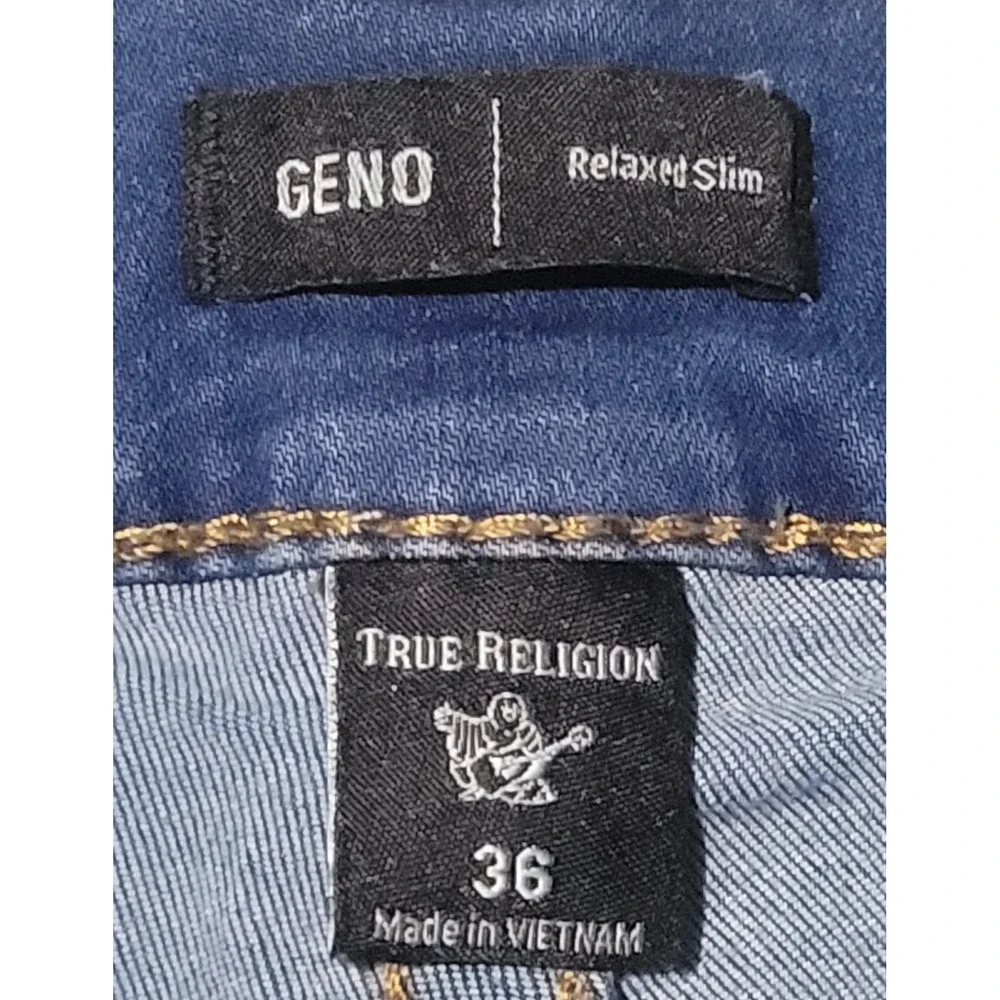 True Religion Geno Men's Relaxed Slim Fit Distressed Straight Leg Jeans‎ Size 36